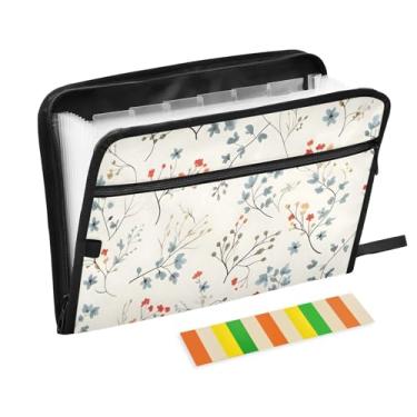 Imagem de CEBUGI Pasta expansível de 13 bolsos, impermeável, sanfonada, organizador de arquivos com etiquetas tamanho A4, organizador de documentos de papel para escola, material de escritório, floral, pequeno