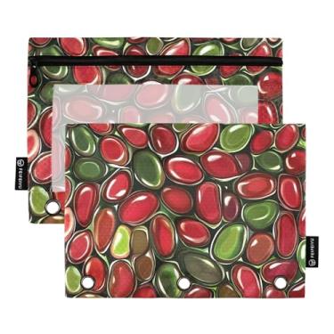 Imagem de CEBUGI 3 bolsas de lápis com zíper e janela transparente, 2 pacotes de estojo para exames de sala de aula (pontos vermelhos)