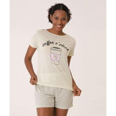 Imagem de Pijama Feminino Estampa Café Manga Curta Marisa-98029, Verde, P