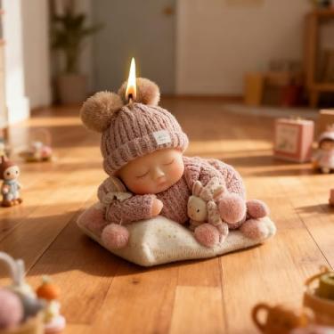 Imagem de Molde de vela de bebê dormindo, moldes de silicone de chocolate para chá de bebê para fazer velas, moldes de fundição de resina epóxi para sabonete feito à mão e bolo de festa, doces, decoração de