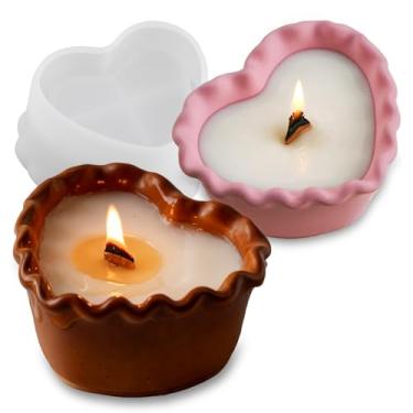 Imagem de Wehous Suporte de vela para copo de coração, moldes de resina de silicone, tigela em forma de coração, moldes de armazenamento de contêiner, molde de dia dos namorados para fundição de epóxi, suporte