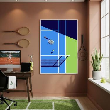 Imagem de Quadro Decorativo Uma Quadra De Tênis-70X50Cm Mold Branca