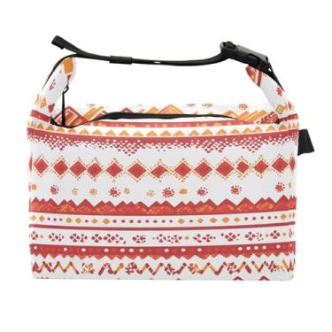 Imagem de STAYTOP Lancheira com padrão de bordado laranja com fivela de alça, lancheira isolada para meninos e meninas, lancheira térmica para trabalho escolar