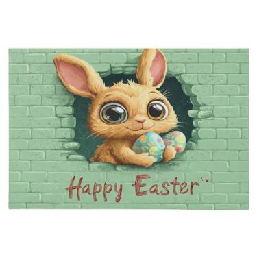 Imagem de Tapete de área 60 x 90 cm, macio, lavável, antiderrapante, com suporte de borracha, desenho animado, coelhinho da Páscoa, para sala de estar, quarto, decoração de casa