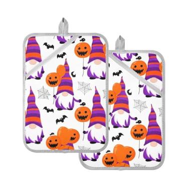 Imagem de Burbuja Gnomos segurando suporte de panela de balão com bolso, almofadas quentes resistentes ao calor, luvas de forno de enchimento de algodão para cozinha, cozimento, 2 unidades