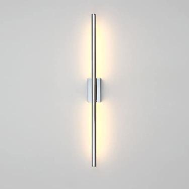 Imagem de Luminária de parede LED, aplique de parede linear de alumínio de 60 cm (23,6"), luminária para cômoda, lavatório, luz de fundo com faixa de LED, luminárias de cabeceira para quarto e sala de
