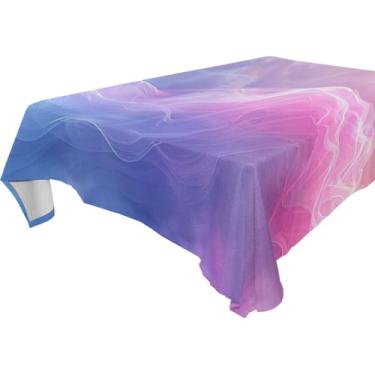 Imagem de YETTASBIN Toalha de mesa quadrada colorida, impermeável, resistente a manchas, lavável de poliéster, para piquenique, jantar, férias, cozinha, festa, decoração, 137 x 137 cm