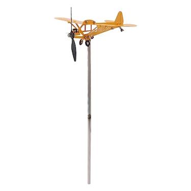 Imagem de Dpofirs Piper J3 Cub Metal Avião Moinho de Decoração de Jardim Durável para Quintal, Terraço, Celeiros de Ferro, Aço Inoxidável (Tamanho pequeno)