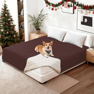 Imagem de CYCMACO Capas de sofá à prova d'água para animais de estimação, capa de cama de cachorro impermeável, cobertores macios antiderrapantes para cães, lavável, cobertor para cães grandes e gatos (203 x