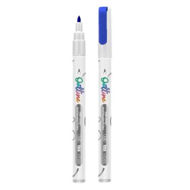 Imagem de Marcador Multisuperficies Vibes Outline 1.0 Com Efeito Contorno Ponta Triangular Tris Azul