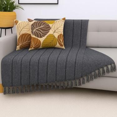 Imagem de Manta para Sofá 2,40 x 1,80 - Capa Protetora Gigante em Algodão para Sofá, Cama ou Área Externa - Fácil de Lavar(GRAFITE LISTRADO)