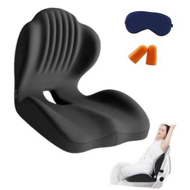 Imagem de SNCIDSGE Almofada de postura e assento, almofada em forma com suporte para as costas - almofada ergonômica para cadeira para sentar por muito tempo, antiderrapante, para escritório e carro (preto)