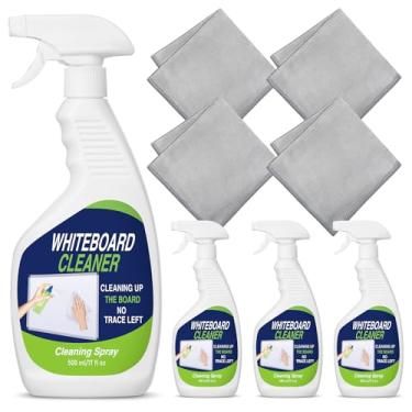 Imagem de Fuyoooo Conjunto de 8 peças de limpador de quadro branco, 4 limpadores a seco de 502 ml, com 4 panos, spray de limpeza de quadro branco para sala de aula, escritório em casa (cinza claro)