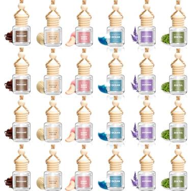 Imagem de AROIC Pacote com 24 difusores de ambientadores de carro, conjunto de aromatizadores de fragrância pendurados de longa duração, acessórios para difusor de óleo essencial, interior de carro fofo para