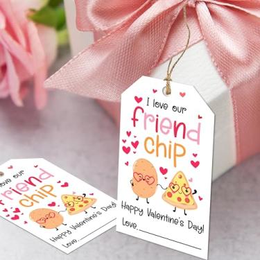 Imagem de Cazhes Etiquetas de presente de papel de dia dos namorados, 40 peças, etiqueta de nome de dia dos namorados com cordão para sacolas de presentes, embalagem de presentes de Natal da amizade para