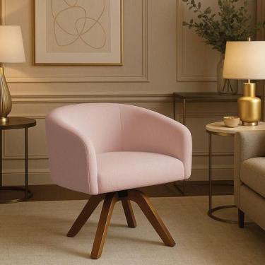 Imagem de Poltrona Sala Base Giratória Madeira Arielle Bouclê D03 - D'rossi Rose