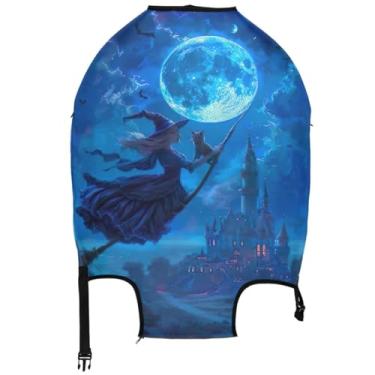 Imagem de Joisal Capas de bagagem azuis castelo de bruxa de Halloween para protetores de mala, pintura protetora, acessórios de viagem, manga de mala,, Halloween Witch Castle Blue, M, Fits 22-24 Inch Case, Capa