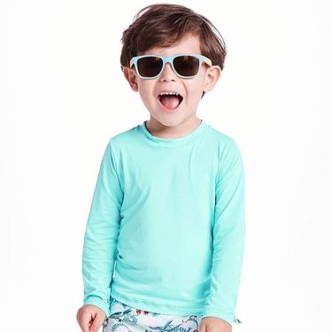 Imagem de Camiseta Praia Infantil Proteção UV 50+ Poliamida Verde Água Tip Top