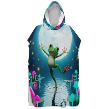 Imagem de Joisal Poncho de surfe absorvente trocador para toalha de praia com capuz Adul estampa divertida sapo poncho masculino com capuz