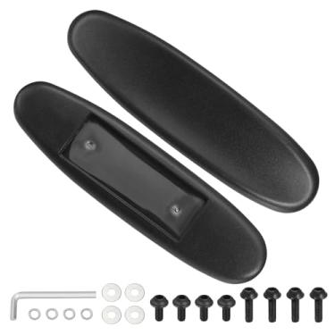 Imagem de PATIKIL 1 par de substituição de descanso de braço para cadeira de escritório, capa de couro para cadeira de escritório PU 10 cm orifício de montagem com parafusos para cadeiras de jogos, apoio de