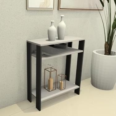 Imagem de Mesinha Aparador Moderna em MDF – Mesa de Apoio Estreita para Sala, Quarto e Escritório (PRETO E CINZA)