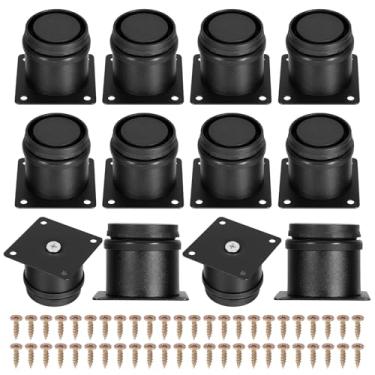 Imagem de JOUTYFOR Conjunto de 12 pernas de móveis de aço inoxidável de 5 cm, pernas redondas ajustáveis de armário com parafusos, perna de substituição de metal para armário sofá sofá prateleiras mesa (preto)
