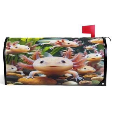 Imagem de TSENQUE Axolotls Capas de caixa de correio magnéticas de animais fofos decorativas de outono envoltório de caixa de correio vinil à prova de intempéries decoração de caixa de correio de férias tamanho