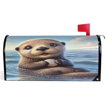 Imagem de TSENQUE Capas de caixa de correio magnéticas decorativas de lontra fofa estampa animal vinil caixa de correio envoltório verão à prova de intempéries decoração de caixa de correio tamanho padrão 52,6