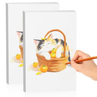 Imagem de Woomer Papel de desenho premium, branco, papel artístico profissional para lápis de cor, esboço, ilustração, tamanho A5, 40 folhas