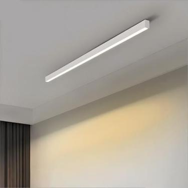 Imagem de GZZBMY LED Candeeiro de teto moderno minimalista longas luzes de teto metal alumínio acrílico candeeiros teto interior para quarto sala de estar corredor restaurante (luz quente branca, 60 cm)