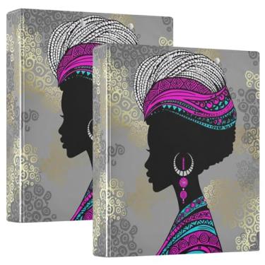 Imagem de Fichários femininos africanos elegantes e personalizados, cinza, 3 anéis, 2 cm, 200 folhas, caderno, caderno, agenda, 31,5 x 27 x 6 cm, 1 pacote