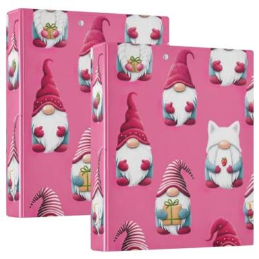 Imagem de Fichários fofos de 3 anéis rosa gnomo 3 polegadas comporta 200 folhas fofas 3 pastas de anel redondo fichário de apresentação, 31,5 x 27 x 6 cm, 1 pacote