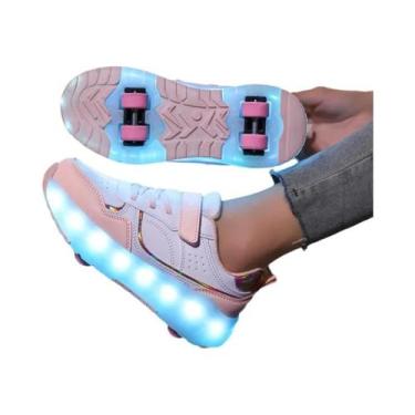 Imagem de Tênis De Patins Luminosos Com Carregamento USB Para Crianças, Rodas Re
