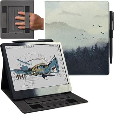 Imagem de GOVTVA Capa de suporte duplo para tablet Onyx Boox Note Air 5 C/Note Air 4 C/Air 3 C (versão 2025/2024) Capa de couro PU premium com hibernar/despertar automático/alça dupla de mão/suporte de caneta