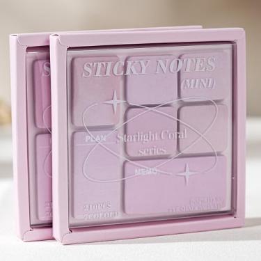 Imagem de Pacote com 2 notas adesivas pequenas, cores pastel, degradê sonhador, material escolar fofo, remoção rápida, bloco de notas autoadesivas para escritório, blocos de anotações pessoais convenientes para