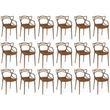 Imagem de Kit 18 Cadeiras de Jantar Allegra Prática Empilhável - Marrom - Magazi