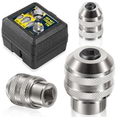 Imagem de Conjunto de soquete de torneira de 3 peças com chave catraca de 1/10.2 cm, 3/20.3 cm e 1/5.1 cm, serve para torneiras padrão, alargadores, extratores com haste quadrada (M3-M19)