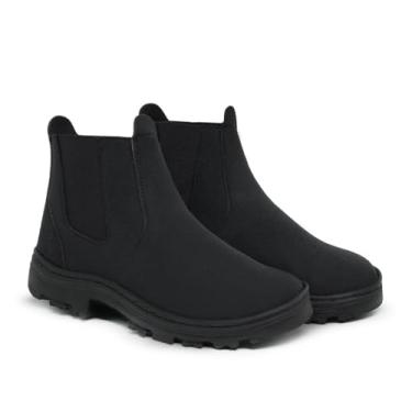 Imagem de Bota Chelsea Masculina em Camurça, Solado Antiderrapante de Borracha, Salto Bloco 4cm, Confortável para Trabalho e Dia a Dia (Preto, Padrão, BR, Adulto, Numérico, 44)