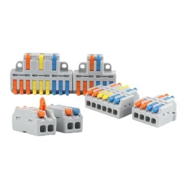 Imagem de ROUPWKWO Conector de fio elétrico rápido de saída múltipla de 2,5 cm, cabo compacto, bloco de terminais, conector push-in com alavanca (10 peças D3-3M)