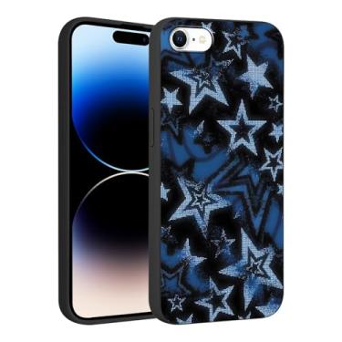 Imagem de Vulfwela Capa para iPhone 16e de 6,1 polegadas Cool Trendy Black Stars Phone Case, Y2K Glitter Luxury Girly Aesthetic Custom Star Design Capa protetora macia TPU fina à prova de choque para mulheres