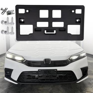 Imagem de FASTCHE Suporte de moldura para placa de carro para para-choque dianteiro compatível com Honda Civic 2022 2023 2024 Honda Civic Suporte de montagem para placa de carro substitui # 71180T20A00