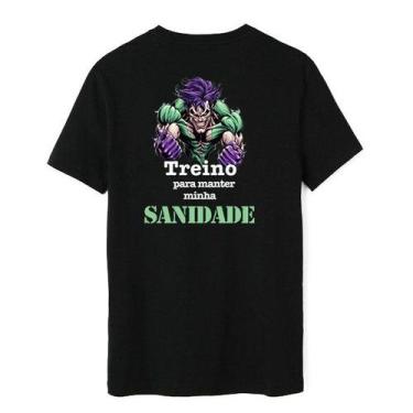 Imagem de Camiseta Treino Sanidade Coringa Estampa Nas Costas Academia, Preto, G