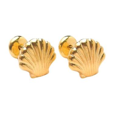 Imagem de Brinco Baby Concha Pequena Folheado a Ouro de Alta Qualidade para Bebê