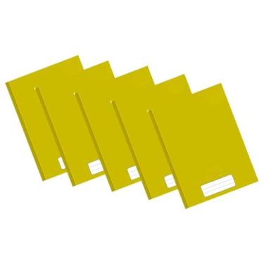 Imagem de Caderno 96 Folhas Amarelo Escolar Brochura Capa Dura Costurado Kit com 5 para Uso Diário