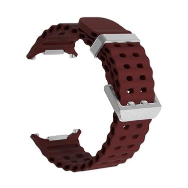 Imagem de ANZOAT Pulseira marinha para Galaxy Watch Ultra 47 mm esportiva pulseira de silicone para Galaxy Ultra Watchband acessórios (vinho vermelho)