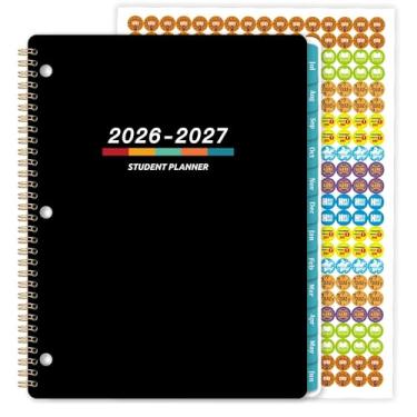 Imagem de Student Planner 2022-2023 - Academic Planner 2022-2023 de julho de 2022 - junho de 2023, 11" × 21,5", agenda de lição semanal com adesivos, objetivos da semana, abas impressas e encadernação de fio duplo dourado