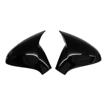 Imagem de Chifre retrovisor lateral espelho capa asa tampa exterior porta habitação escudo guarnição adicionar em adesivo compatível com peugeot 207 2006-2014 308 2006-2013(Glossy Black)