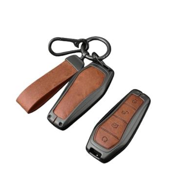 Imagem de Capa de proteção para chave de carro em liga metálica compatível com BYD Atto 3 Song Plus Seal U Dm I Han EV Tang DM Qin Pro Dolphin Acessórios para automóveis(Brown chain)