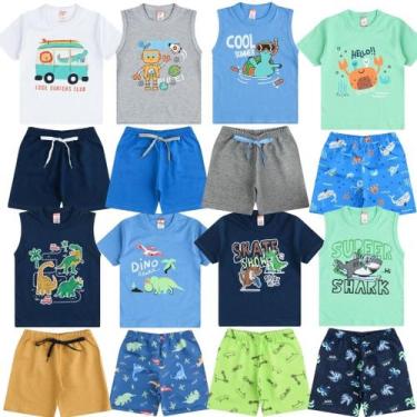 Imagem de Kit Lote 5 Conjuntos Infantil Menino Atacado Barato Verão - Shopkiloba