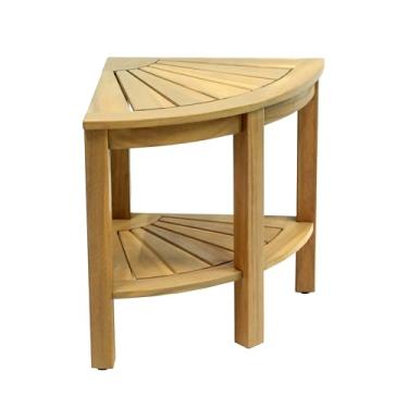 Imagem de JONATHAN Y END6002T Maris Banco de chuveiro de canto clássico de madeira de acácia maciça litorânea de 45,7 cm com prateleira, teca clara